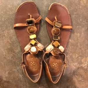 Vince Camuto brown stone embellished sandals